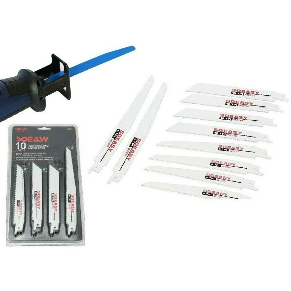 SET 10 LAME PER LEGNO E METALLO PER SEGA SEGHETTO ELETTRICA ALTERNATIVO 6" 8"