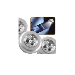 SET 3 LAMPADE A 3 LED CON ADESIVO PER ARMADI0 CASSETTI DIAMETRO 68mm A BATTERIE