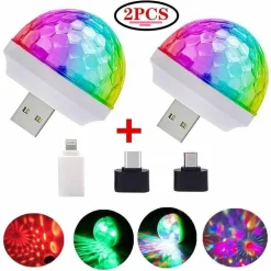 SET 2 LUCI MAGICHE MAGIC BALLS LED USB SMARTPHONE DISCOTECA PARTY LED8272