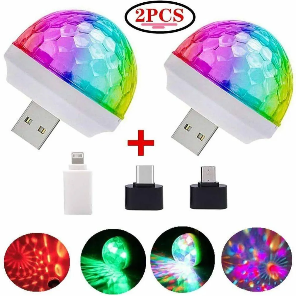 SET 2 LUCI MAGICHE MAGIC BALLS LED USB SMARTPHONE DISCOTECA PARTY LED8272