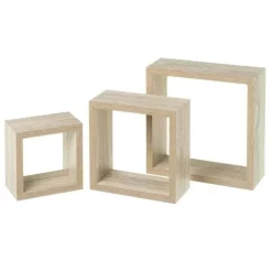 SET 3 MENSOLE DA PARETE MODERNE DESIGN CUBO MENSOLA SCAFFALE IN LEGNO MDF BEIGE