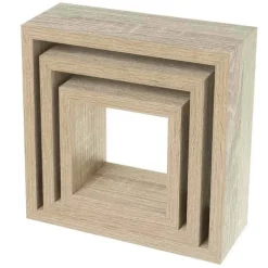 SET 3 MENSOLE DA PARETE MODERNE DESIGN CUBO MENSOLA SCAFFALE IN LEGNO MDF BEIGE