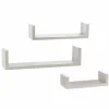 SET 3 MENSOLE DA PARETE MODERNE DESIGN CON BORDI MENSOLA SCAFFALE LEGNO BIANCO