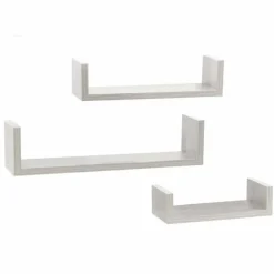 SET 3 MENSOLE DA PARETE MODERNE DESIGN CON BORDI MENSOLA SCAFFALE LEGNO BIANCO
