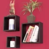 SET 3 MENSOLE DA PARETE MODERNE DESIGN CUBO MENSOLA SCAFFALE IN LEGNO MDF NERO