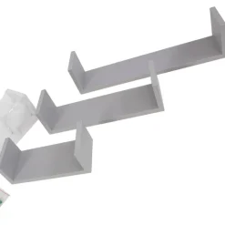 SET 3 MENSOLE DA PARETE MODERNE DESIGN CON BORDI MENSOLA SCAFFALE LEGNO GRIGIO