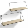 SET 2 MENSOLE PARETE RETTANGOLARE MENSOLA SCAFFALE METALLO E LEGNO 2 MISURE