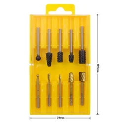SET 10 MINI FRESE RASPE IN ACCIAIO PER LAVORAZIONE RIFINITURA LEGNO CODOLO 3 MM