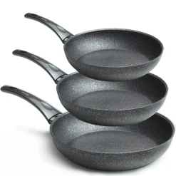 SET 3 PADELLE 22 26 30CM RIVESTITE CON POLVERE DI DIAMANTE PADELLA ANTIADERENTE