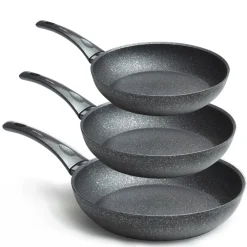 SET 3 PADELLE 20 24 28CM RIVESTITE CON POLVERE DI DIAMANTE PADELLA ANTIADERENTE