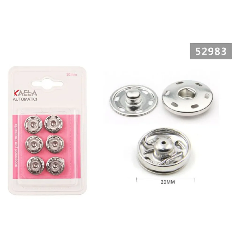 SET 6 PAIA DI BOTTONI AUTOMATICI A PRESSIONE Ø 20 MM ACCESSORI PER CUCITO 52983