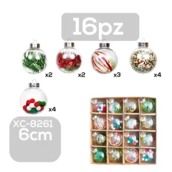SET 16 PALLINE NATALIZIE DECORAZIONI 6 CM ADDOBBI PER ALBERO DI NATALE XC-8261