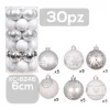 SET 30 PALLINE NATALIZIE DECORAZIONI 6 CM ADDOBBI PER ALBERO DI NATALE XC-8246
