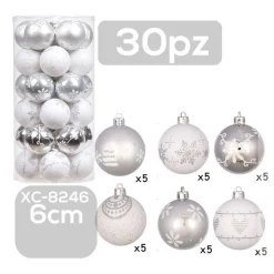 SET 30 PALLINE NATALIZIE DECORAZIONI 6 CM ADDOBBI PER ALBERO DI NATALE XC-8246