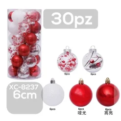 SET 30 PALLINE NATALIZIE DECORAZIONI 6 CM ADDOBBI PER ALBERO DI NATALE XC-8237