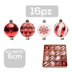 SET 16 PALLINE NATALIZIE DECORAZIONI 6 CM ADDOBBI PER ALBERO DI NATALE XC-8275