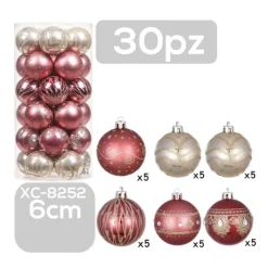 SET 30 PALLINE NATALIZIE DECORAZIONI 6 CM ADDOBBI PER ALBERO DI NATALE XC-8252