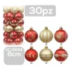 SET 30 PALLINE NATALIZIE DECORAZIONI 6 CM ADDOBBI PER ALBERO DI NATALE XC-8244
