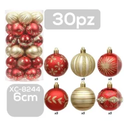 SET 30 PALLINE NATALIZIE DECORAZIONI 6 CM ADDOBBI PER ALBERO DI NATALE XC-8244