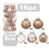 SET 16 PALLINE NATALIZIE DECORAZIONI 8 CM ADDOBBI PER ALBERO DI NATALE XC-8549