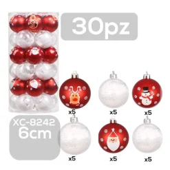 SET 30 PALLINE NATALIZIE DECORAZIONI 6 CM ADDOBBI PER ALBERO DI NATALE XC-8242