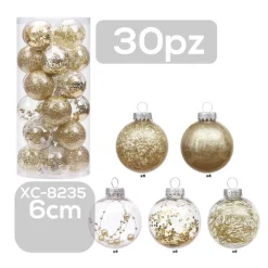 SET 30 PALLINE NATALIZIE DECORAZIONI 6 CM ADDOBBI PER ALBERO DI NATALE XC-8235
