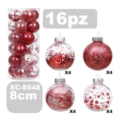 SET 16 PALLINE NATALIZIE DECORAZIONI 8 CM ADDOBBI PER ALBERO DI NATALE XC-8548