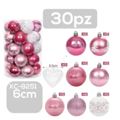 SET 30 PALLINE NATALIZIE DECORAZIONI 6 CM ADDOBBI PER ALBERO DI NATALE XC-8251