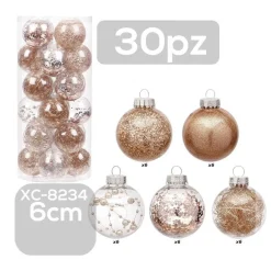 SET 30 PALLINE NATALIZIE DECORAZIONI 6 CM ADDOBBI PER ALBERO DI NATALE XC-8234