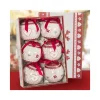 SET 6 PALLINE NATALIZIE STAMPA CUORE STELLE 7,5CM CON NASTRO DECORAZIONI NATALE