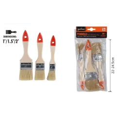 SET 3 PENNELLI TESTA PIATTA PENNELLO PER PITTURA VERNICE VARIE DIMENSIONI 90307