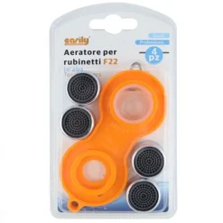 SET 4 PEZZI AERATORE PER RUBINETTI F22 IN ABS FILTRO ROMPIGETTO CON CHIAVE 59034