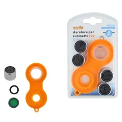 SET 4 PEZZI AERATORE PER RUBINETTI F22 IN ABS FILTRO ROMPIGETTO CON CHIAVE 59034