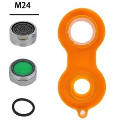 SET 4 PEZZI AERATORE PER RUBINETTO M24 IN ABS FILTRO ROMPIGETTO CON CHIAVE 59033