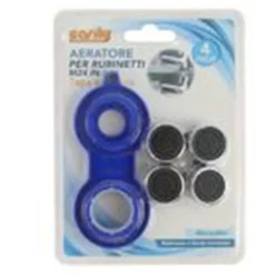 SET 4 PEZZI AERATORE PER RUBINETTO M24 IN ABS FILTRO ROMPIGETTO CON CHIAVE 59033