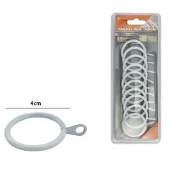 SET 10 PEZZI ANELLI IN METALLO PER ASTA TENDE TENDA 40MM BIANCHI 66412