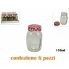 SET 6 PEZZI BARATTOLO VETRO CONTENITORE CON TAPPO COLORATO TOVAGLIA 150ML