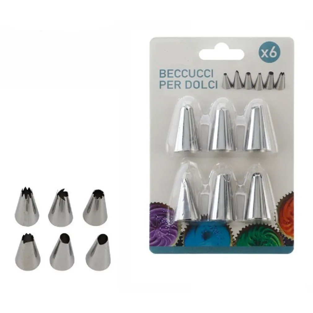 SET 6 PEZZI BECCUCCI RICAMBIO PER SAC A POCHE TASCA PASTICCIERE TORTE DOLCI CREME