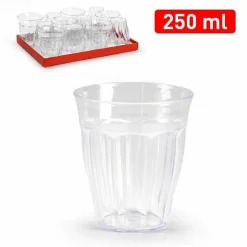 SET 6 PEZZI BICCHIERI BICCHIERE DA ACQUA IN PLASTICA TRASPARENTE 250 ML 1138506