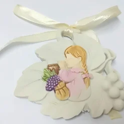 SET 12 PEZZI BOMBONIERA BOMBONIERE COMUNIONE BAMBINA 7X7CM FOGLIA FOGLIE SACRO