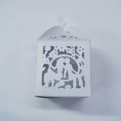 SET 12 PEZZI BOMBONIERA BOMBONIERE SCATOLA SPOSI BIANCO 5.5X5.5X8CM MATRIMONIO
