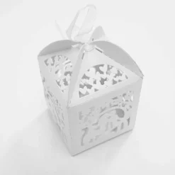 SET 12 PEZZI BOMBONIERA BOMBONIERE SCATOLA SPOSI BIANCO 5.5X5.5X8CM MATRIMONIO
