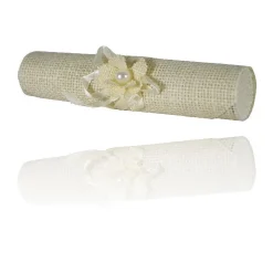 SET 6 PEZZI BOMBONIERA BOMBONIERE PERGAMENA JUTA BIANCO INVITO PORTACONFETTI