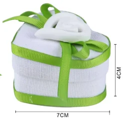 SET 12 PEZZI BOMBONIERA BOMBONIERE COFANETTO CUORE VERDE INVITO PORTACONFETTI