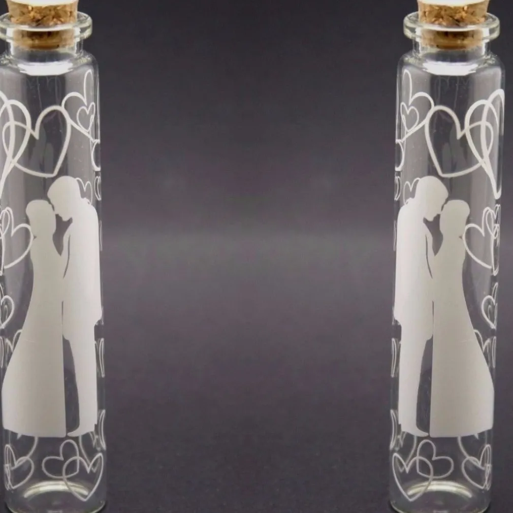 SET 36 PEZZI BOMBONIERA BOMBONIERE AMPOLLA 3X8CM VETRO CUORI PORTA CONFETTI