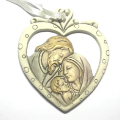 SET 12 PEZZI BOMBONIERA BOMBONIERE SACRA FAMIGLIA CUORE CERAMICA APPENDINO