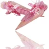 SET 12 PEZZI BOMBONIERA CONO SCATOLINE ROSA POIS 4X4X19 CM BOMBONIERE