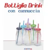 SET 2 PEZZI BOTTIGLIA CON TAPPO COLORATO FANTASIA BAMBINI CANNUCCIA BIBITE DRINK