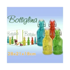 SET 12 PEZZI BOTTIGLIE BOTTIGLINE VETRO COLORATO CON TAPPO E MANICO 175ML