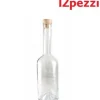 SET 12 PEZZI BOTTIGLIE BOTTIGLINE VETRO TRASPARENTE OPERA CON TAPPO 500CC